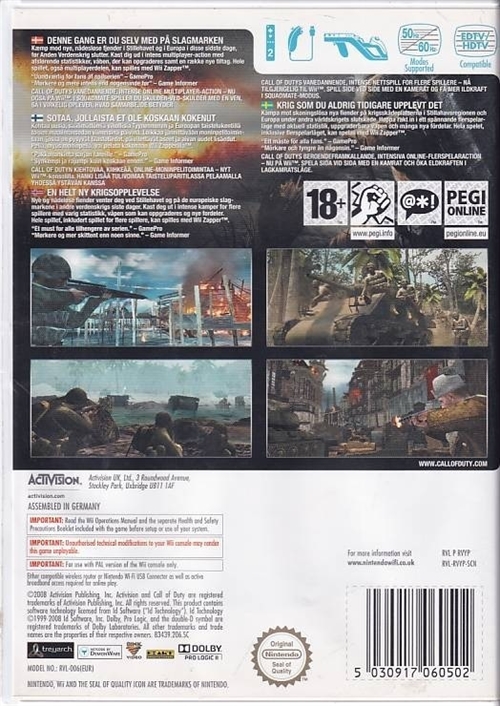 Call Of Duty World At War - Wii (B Grade) (Used)